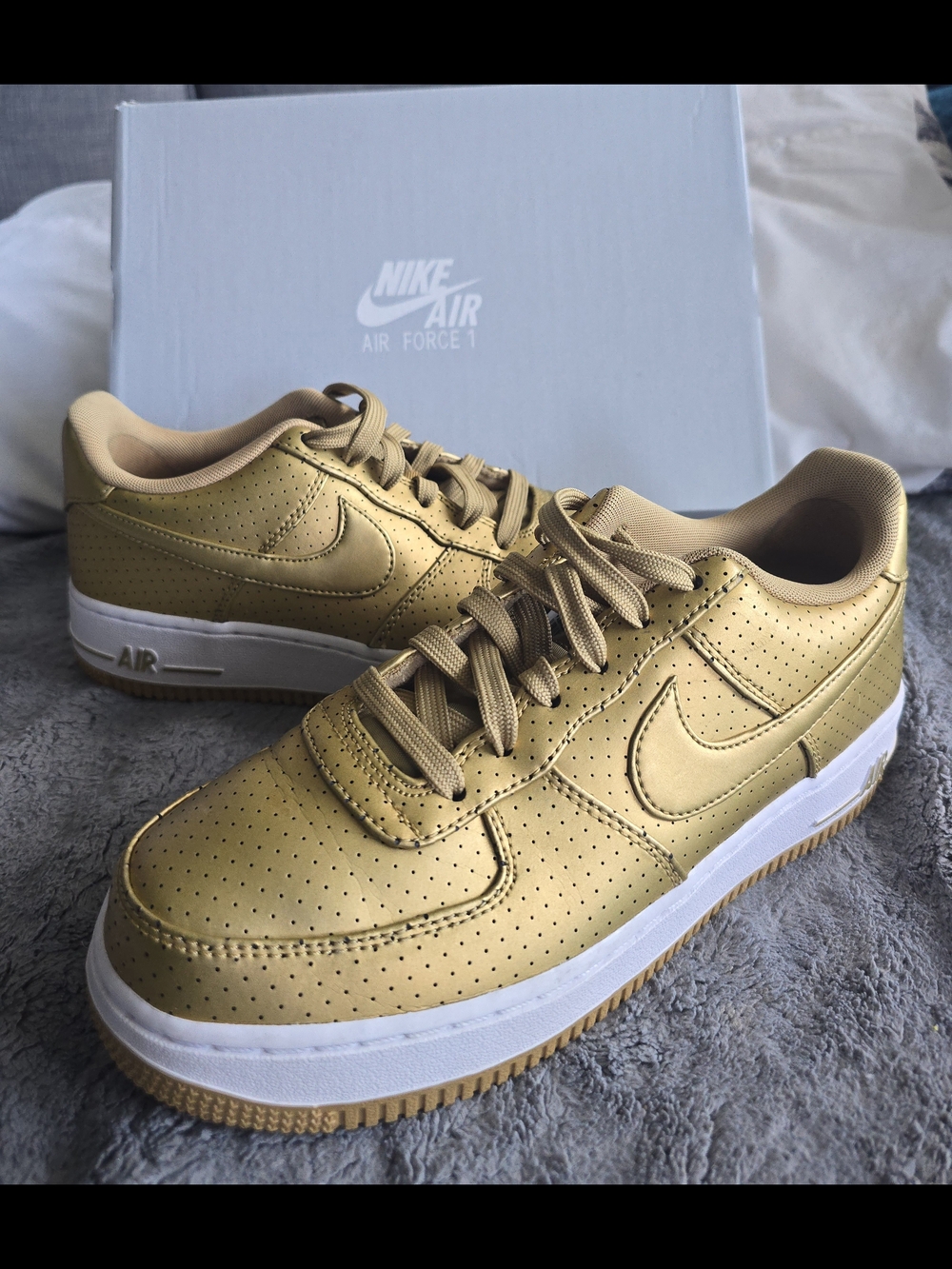 Nike Air Force 1 Low Top Sneakers in Metallic Gold